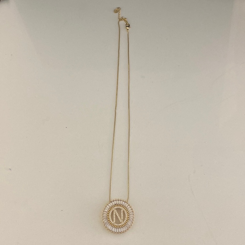 N Initial necklace - gold